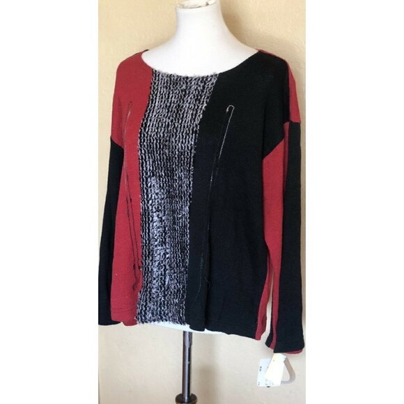 Nino Wong Womens Knit Casual Color Block Sweater Size M - Picture 3 of 9
